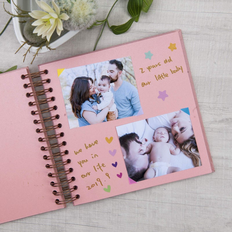 Gearchic 8 x 8 Inch Small DIY Scrapbook Photo Album with Window Design Cover 80 Pages Craft Paper Memory Book for Weeding Family Travel and Baby (Pink) - Image 3